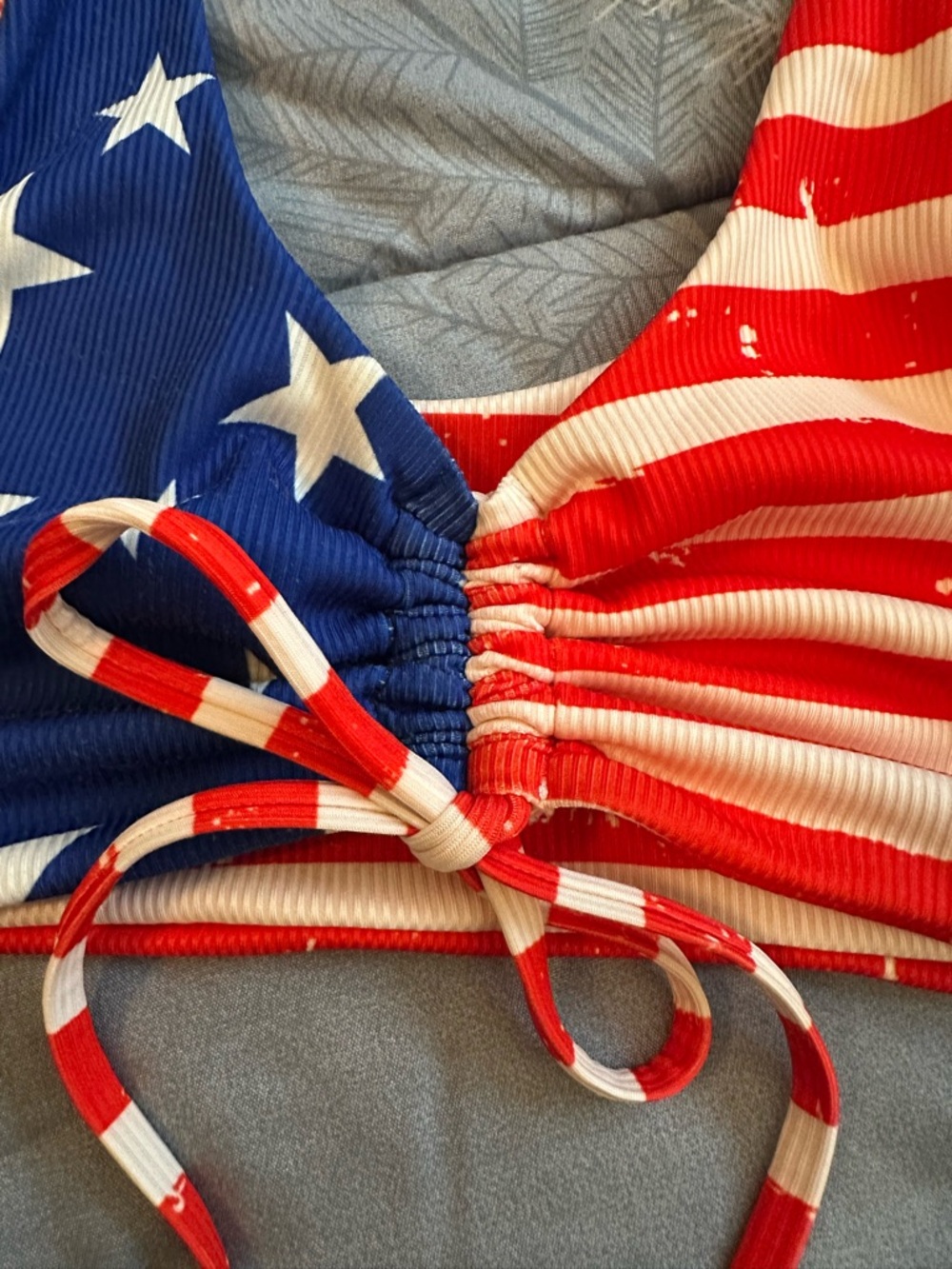 EUC SHEIN American Flag Star & Stripe Bikini Top - Red, White, Blue Sz L - Picture 2 of 5